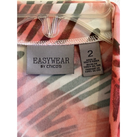 Chicos 2 Womens Open Front Cardigan Pink Tropical Animal Print Size Large - Picture 3 of 5